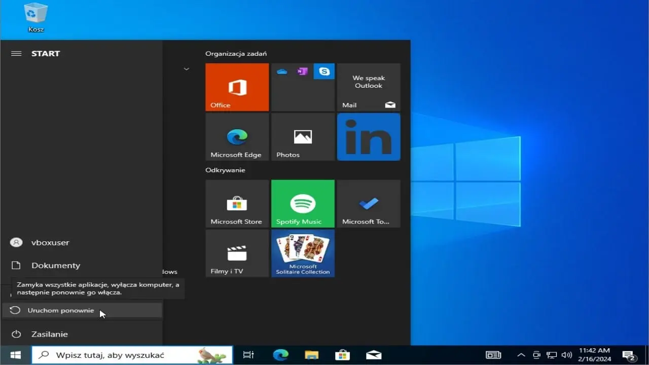 Uruchom ponownie system Windows